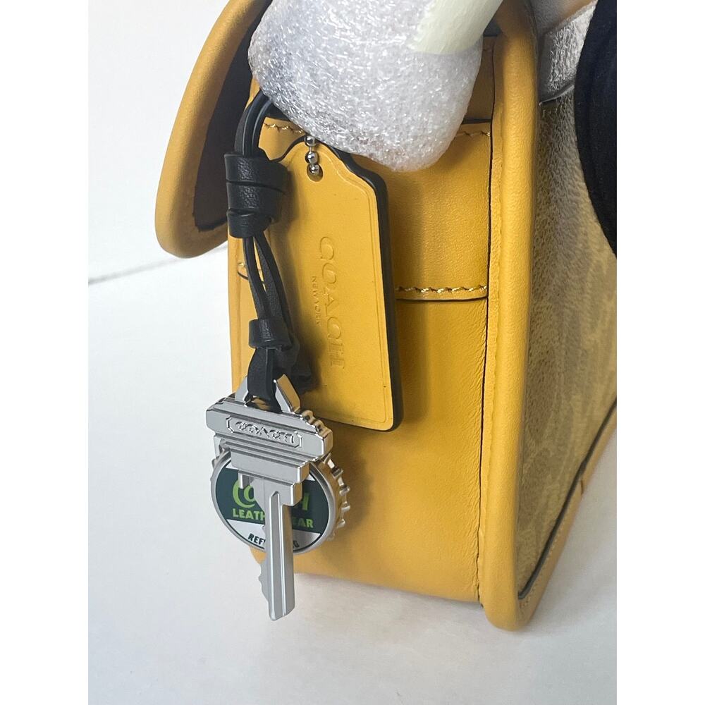 Coach Racer Crossbody Bag Canary Yellow Signature Canvas Charms CEB25 - Picture 8 of 13